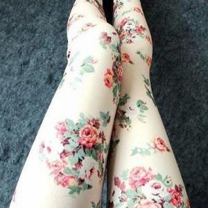 Rose Leggings Pantyhose Jchbc