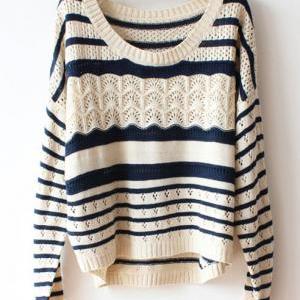Hollow Striped Sweater Badj