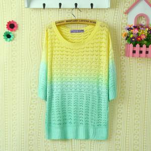 A 081904 Colorful Gradient Hollow Pullover Sweater