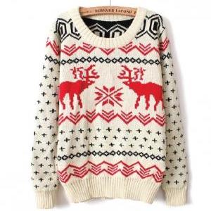 Fawn Christmas Sleeved Big Yards Sweater Bbbh Aa