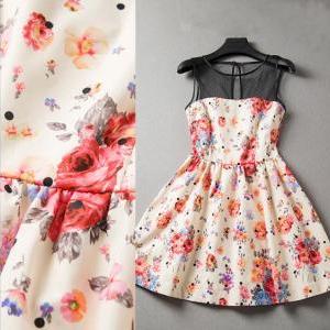 Floral Sleeveless Dress Fashion Splicing Adbdbb