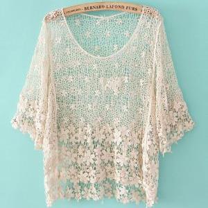 A 071133 Fashion Crochet Hollow Shirt
