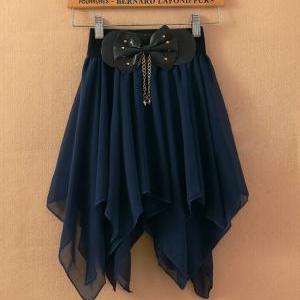 Irregular Pleated Bow Chiffon Skirts Aechca