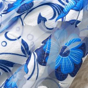 Blue Printing Stitching Embroidery Slim Dress Mdk