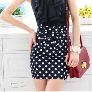 Black Bow Wave Point Skirt
