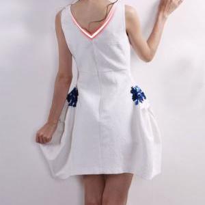 Embroidery Slim Dress Afbedc