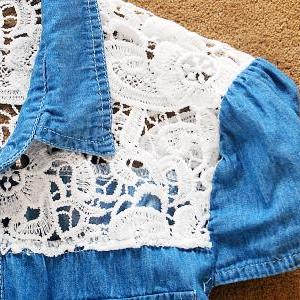 Lace Stitching Denim Shirt Jeb