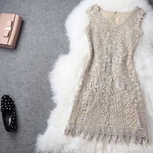 Embroidery Sexy Vest Dress