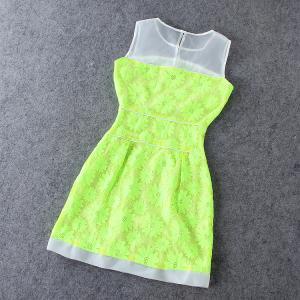 Fashion Jacquard Fluorescent Green Dress Xxa621006