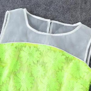 Fashion Jacquard Fluorescent Green Dress Xxa621006