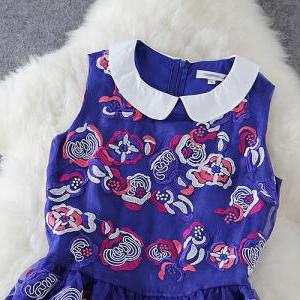 Fashion Blue Sleeveless Dress Ed62639