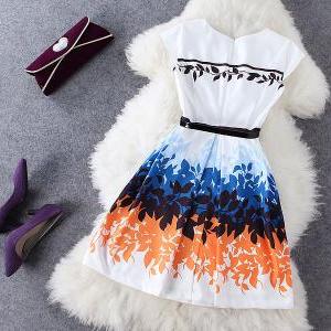Fashion White Print Dress J707df