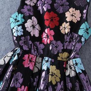 Flower Print Sleeveless Dress Zc816a