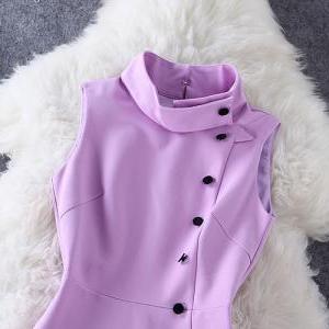 Fashion Purple Sleeveless Dress Gv823ej