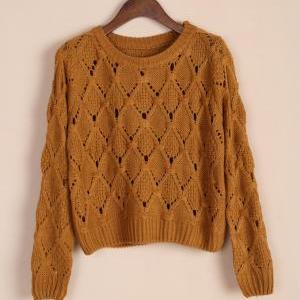 Retro Hollow Hedging Long-sleeved Sweater Nb929bh