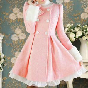 Pink Lace Bow Woolen Coat Bv1011ch