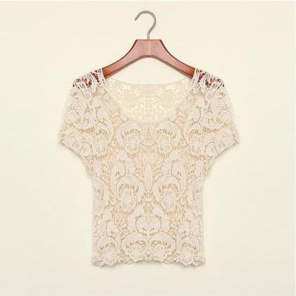 Spring Hollow Out Casual Lace Shirts
