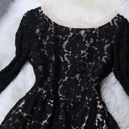 Lace Stitching Long-sleeved Dress 9484197