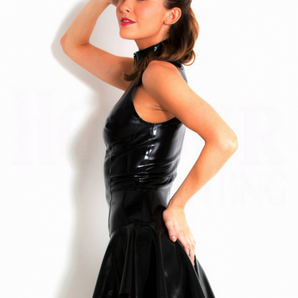 Sexy Black Pvc Imitation Leather Dress 2608192