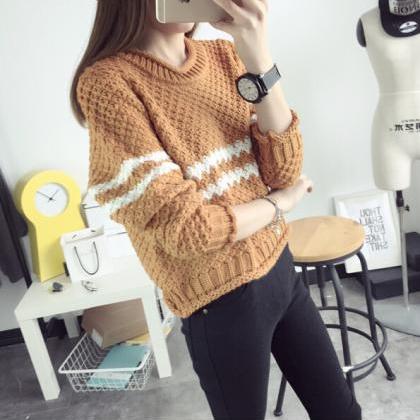 Loose Long-sleeved Striped Sweater 5306701