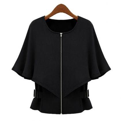 Fashion Bat Sleeve Zipper Jacket 8920187