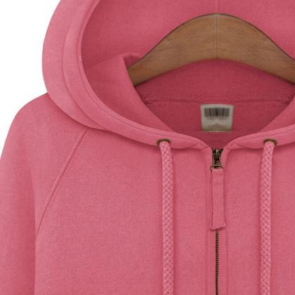 Cute Pink Hooded Zipper Jacket 7095814
