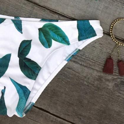 Sexy Sling Leaf Print Bikini Swimsuit Swimwear..