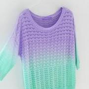 A 081904 Colorful gradient hollow pullover sweater