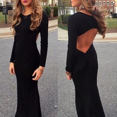 Pure color sexy backless dress 8510947