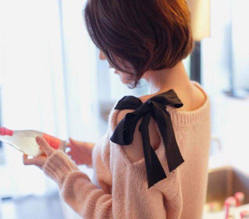 A 082601 Aa Strapless Bow Retro Loose Cardigan Sweater Coat