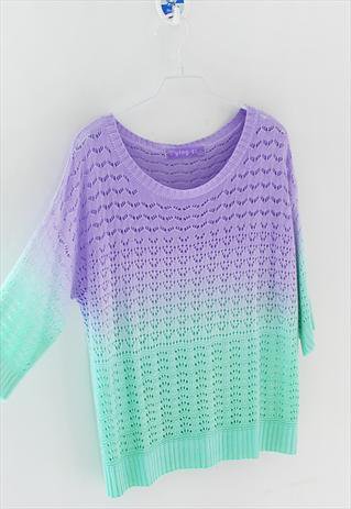 A 081904 Colorful Gradient Hollow Pullover Sweater