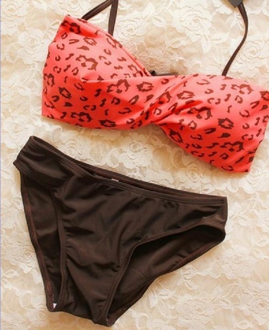 Pink Leopard Halter Bikini Abbeb