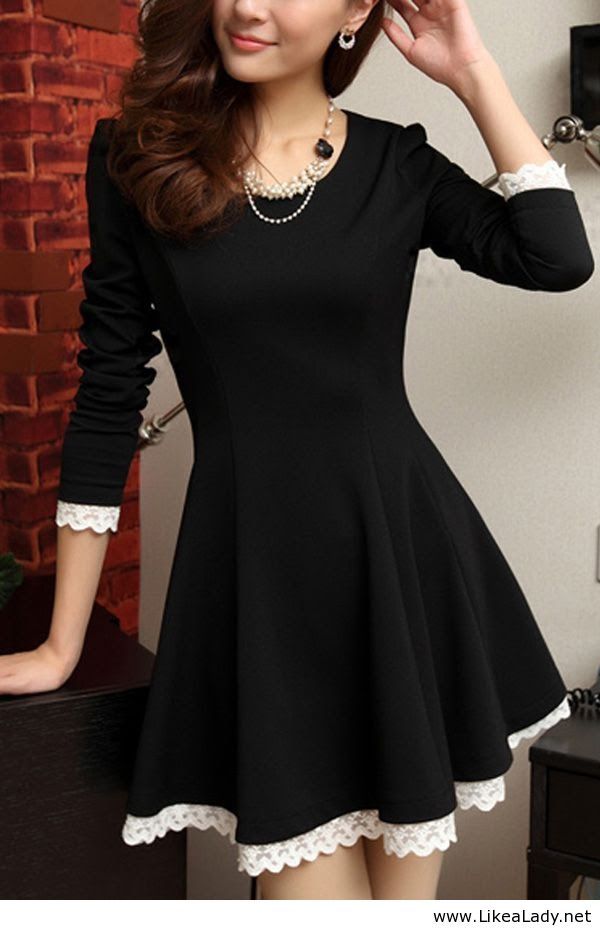Lace Long-sleeved Dress Abagbd
