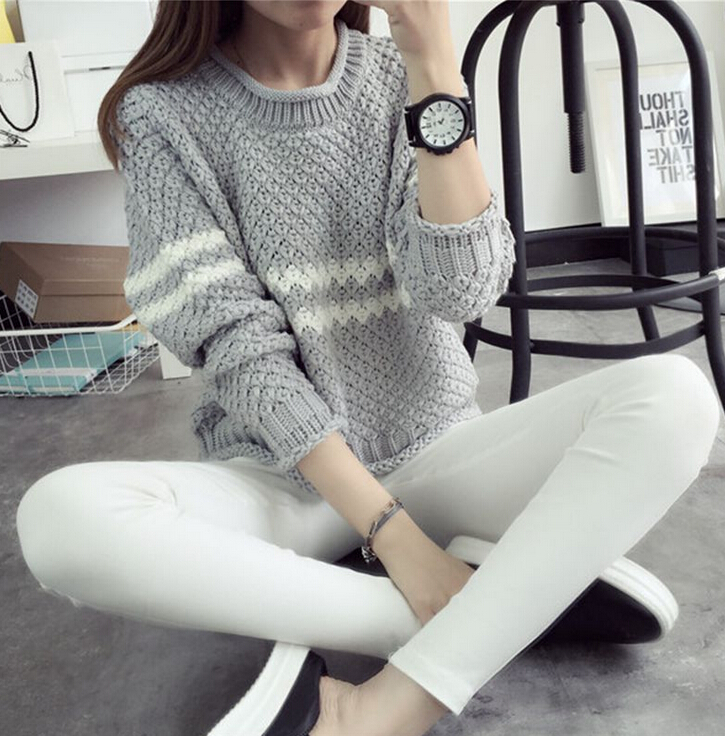 Loose Long-sleeved Striped Sweater 5306701