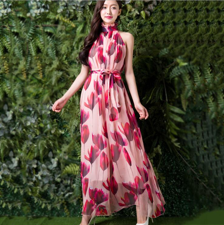 Lotus Leaf Collar Sleeveless Chiffon Dress Es61087