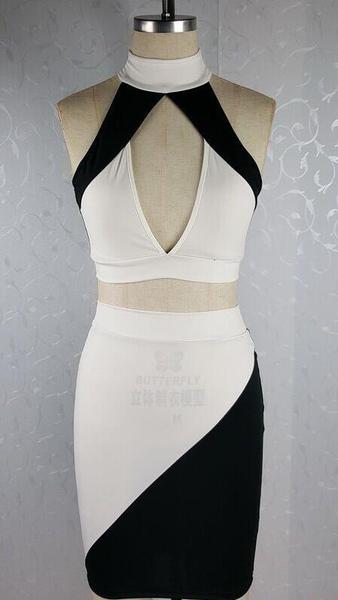 Sexy High Collar Bodycon Hollow Out Two-piece Rq12693