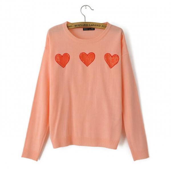 Fashion Peach Heart Knit S..