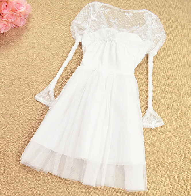 Bow Lace Dress Stitching CX109BG on Luulla